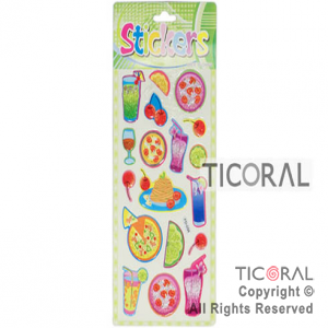 STICKER PIZZAS/TRAGOS C/GLITTER HS3537-3 x 12